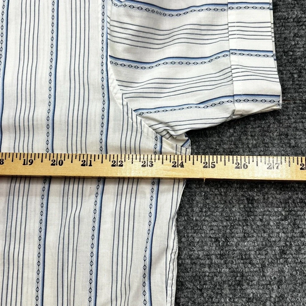 Banana Republic White‎ Blue Striped Button Down Shirt Size L 16-16-1/2
